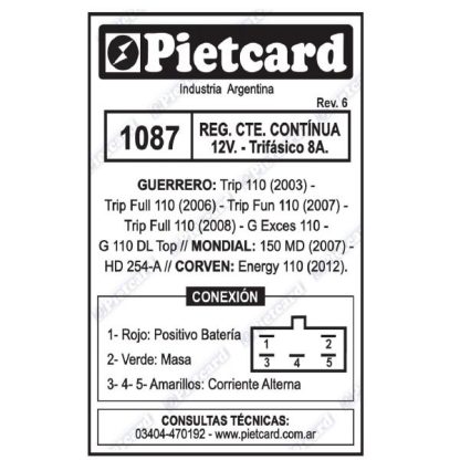 Rectificador keeway rks 150 Pietcard 1087 - Imagen 4
