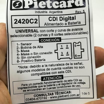CDI Competición corte RPM programable pietcard 2420 C2 12 volts digital - Imagen 3