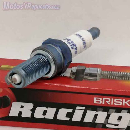 Bujía para Moto BRISK AR12YS electrodo de plata CR8 compatible hilo 10 largo 19 mm llave 16 - Imagen 2