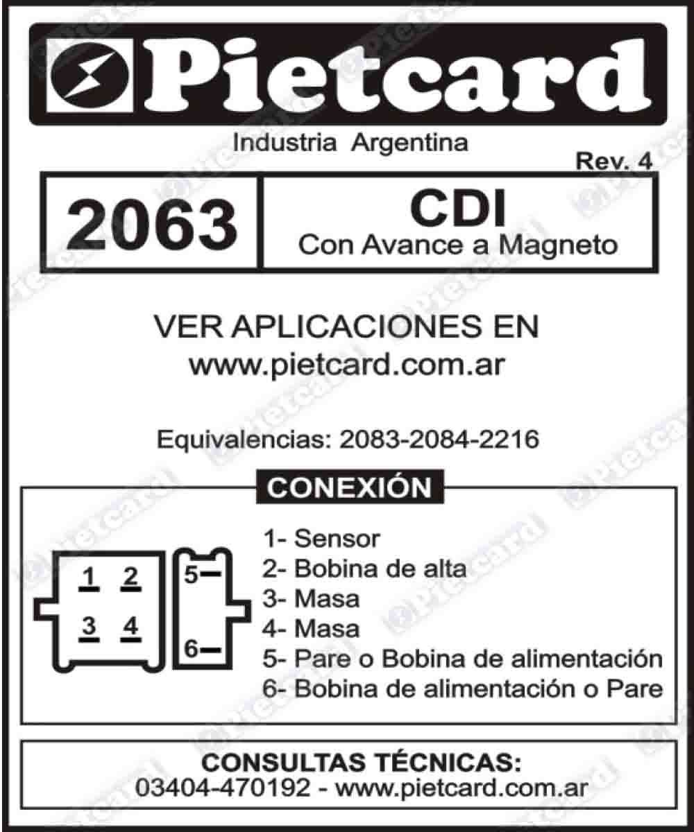 CDI moto Honda CG125- XL 250 R Pietcard 2063 analogico - Imagen 2