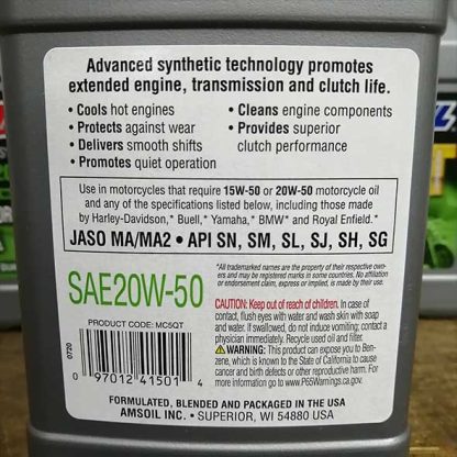 Aceite para Moto 20W50 AMSOIL full sintetico - Imagen 3