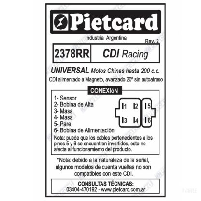 CDI competicion para moto maximo avance 2378 RR alimentacion AC analogico - Imagen 2