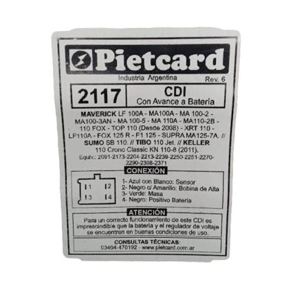 CDI de 12 volts para moto y ATV Chino pietcard 2117 4 hilos analogico - Imagen 3