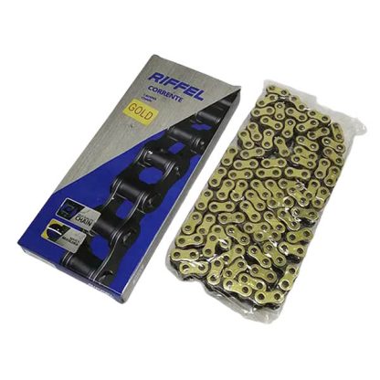 Cadena para moto 428H 140 eslabones riffel dorada