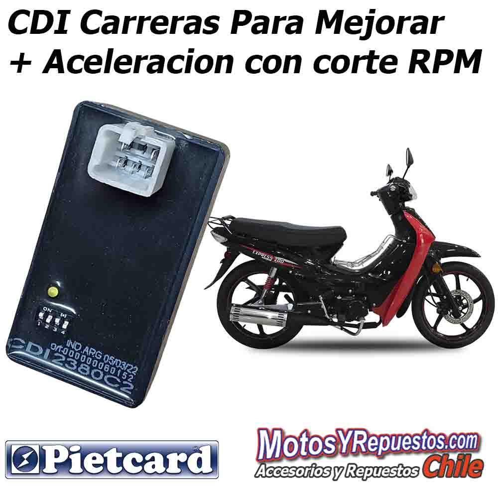 CDI Moto china 100 a 250 5 conexiones AC Pietcard 2380 C2 Digital con corte de RPM