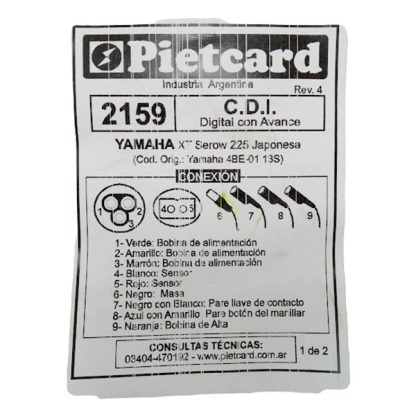 CDI para Moto Yamaha XT Serow 225 Japonesa Pietcard 2159 Liquidación - Imagen 3