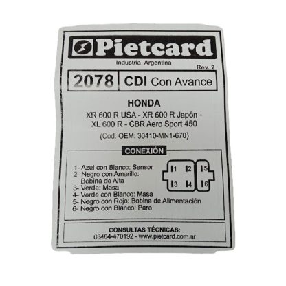 CDI Honda XR 600 R Pietcard 2078 analogico AC alterna - Imagen 3