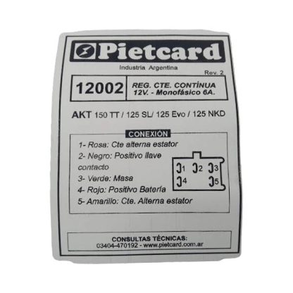 Rectificador Regulador voltaje monofásico para Moto 5 Hilos Pietcard 12002 - Imagen 3