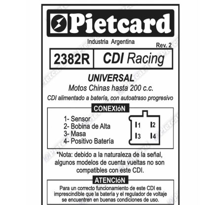 CDI competicion PitBike ATV 4 Pines 2382 R 12 volt analogico - Imagen 4
