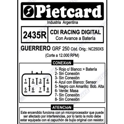 CDi competicion de moto china 12 volts digital Pietcard 2435 R - Imagen 4