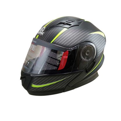 Casco abatible Certificado QR para moto con visor oscuro Fhorse JH 901 verde varias Talla M L y XL - Imagen 5