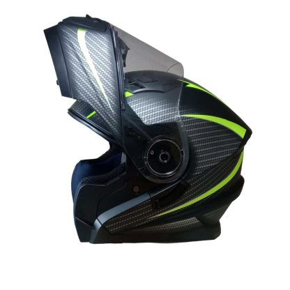 Casco abatible Certificado QR para moto con visor oscuro Fhorse JH 901 verde varias Talla M L y XL - Imagen 2