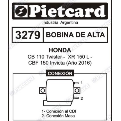Bobina de alta Honda XR 150 L CBF invicta 150 cc Pietcard 3279 - Imagen 4