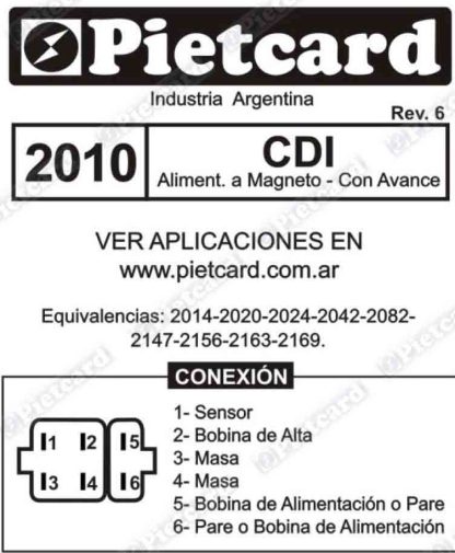 CDI potenciado Honda CRF 230 XR 250 Pietcard 2010 analogico AC - Imagen 2