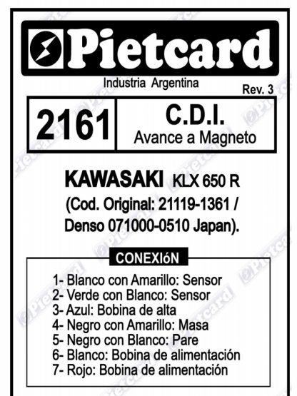 CDI Kawasaki KLX 650 R Pietcard 2161 alimentado Ac avance analogico - Imagen 3