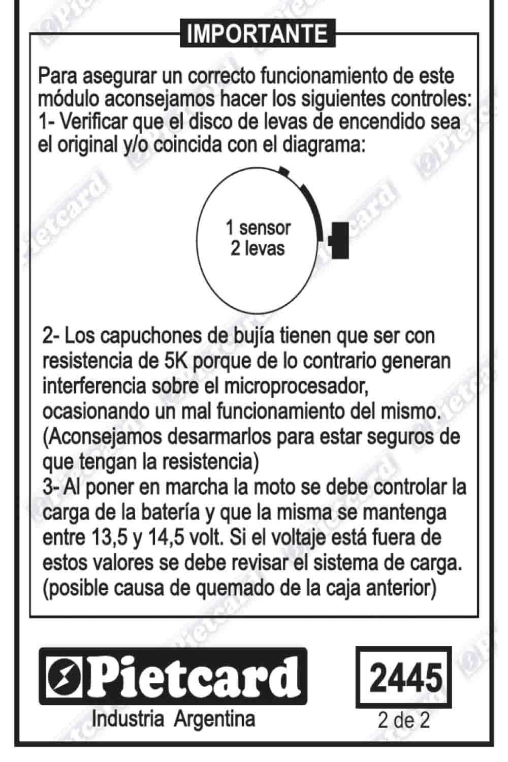 Cdi honda xr 125 150 L Pietcard 2445 CDI digital 12 volts - Imagen 3