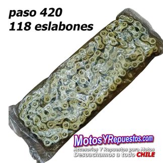 cadena de moto paso 420 118 eslabones