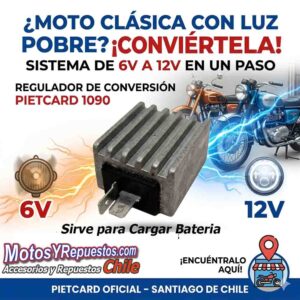 conversión de moto 6 a 12 volts 125 Pietcard 1090