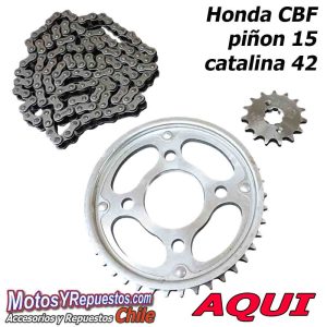 Kit Transmision honda cbf alternativo piñon 15 catalina 42 y cadena 132 eslabones