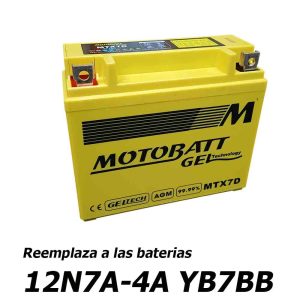 Bateria Para Moto MOTOBATT MTX7D reemplaza 12n7a 4a YB7BB 7 Ampers 100 cca
